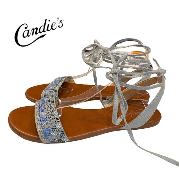 Candie's Women's Colorful Studded Ankle Tie Wrap Sandals 9.5 - Picture 2 of 7
